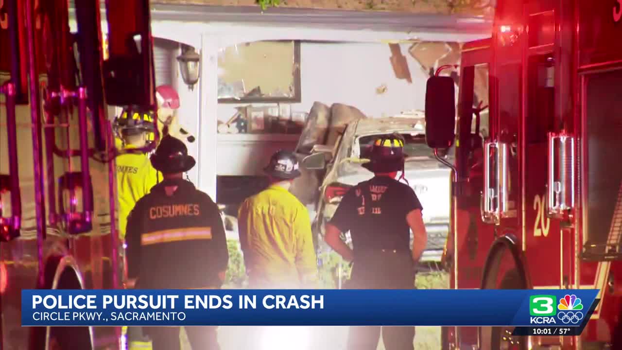 3 injured after vehicle involved in pursuit crashes into Sacramento home