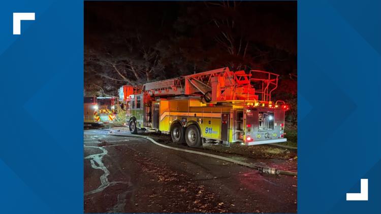 Crews battle a structure fire in Eagle