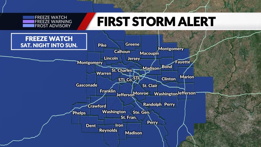 Freeze watch in effect this weekend for entire region