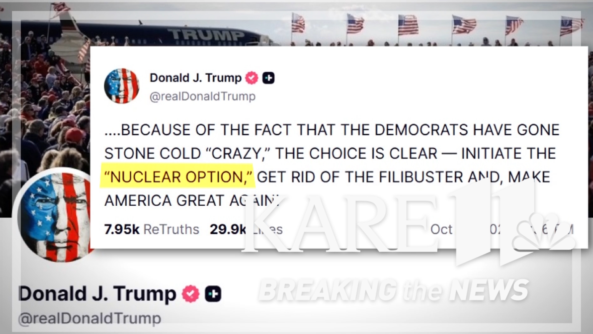Trump pushes Senate to end filibuster