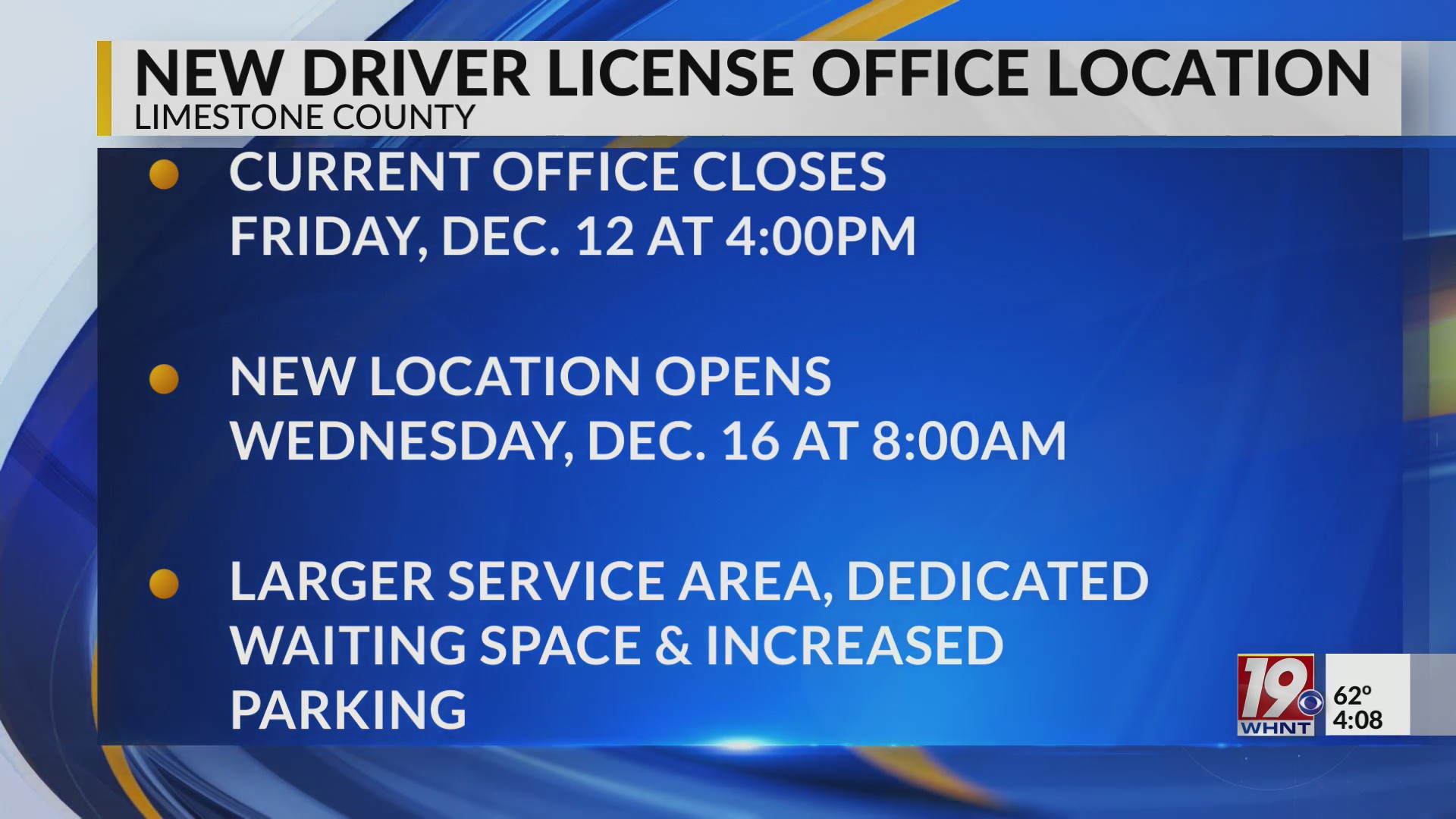 New Driver License Office Location | Oct. 31, 2025 | News 19 at 4 p.m.
