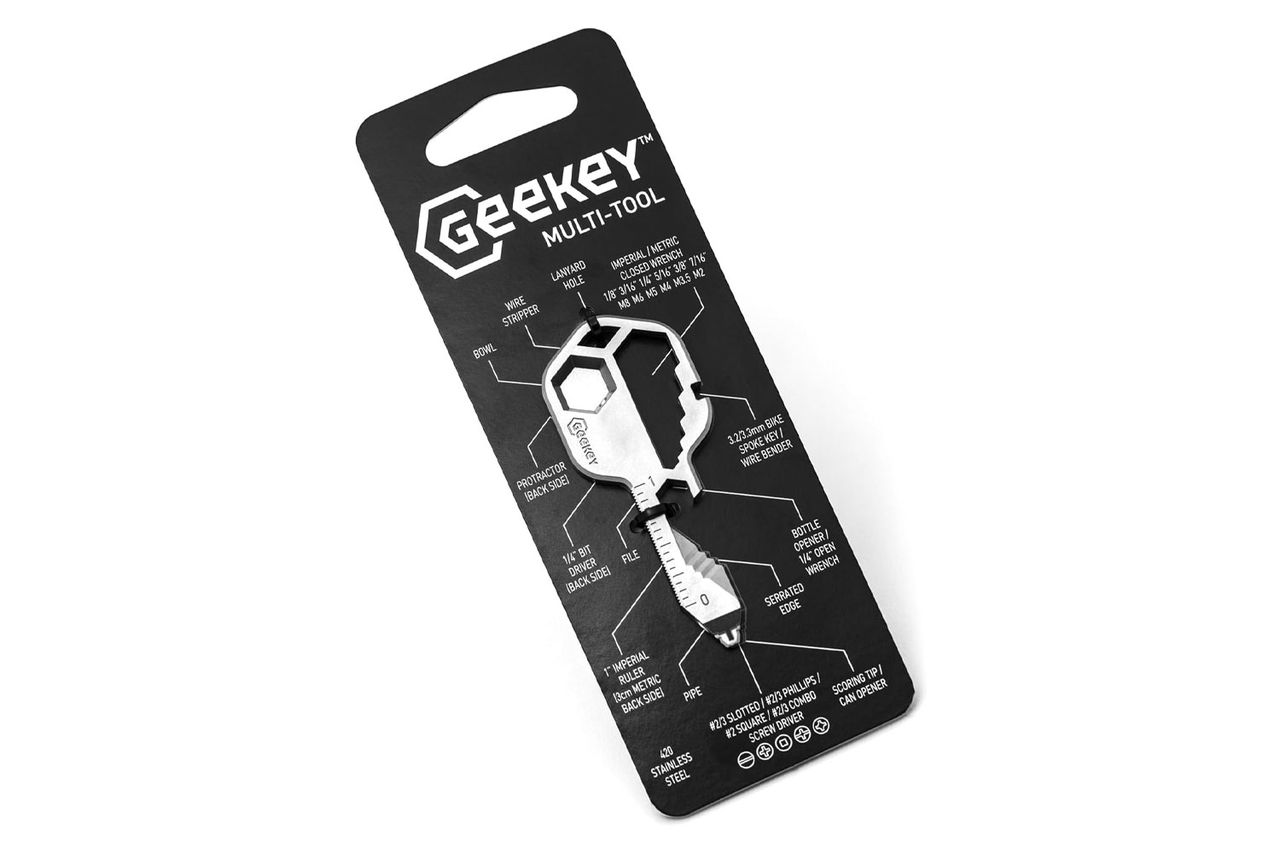 Geekey Multi-tool | Original Key Shaped Pocket Tool | Stainless Steel Keychain Utility Gadget | 16+ Tools | TSA Safe Multitool | Gift for Men, Women, Valentine's, Groomsmen, Birthday, Father