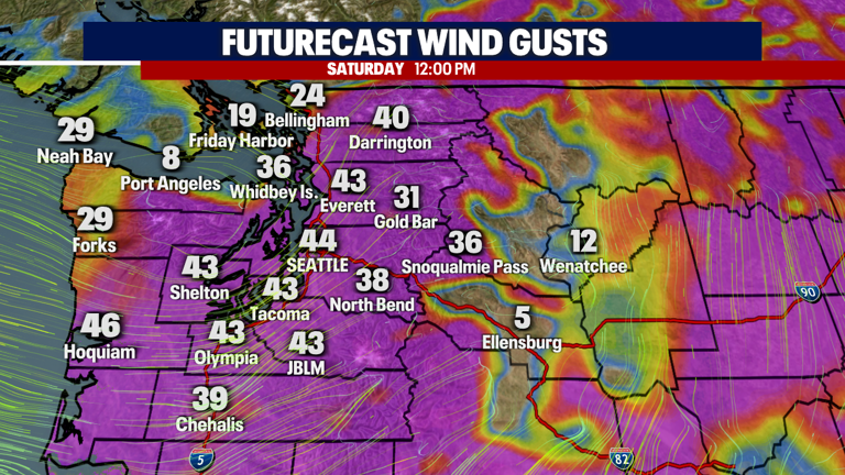Seattle weather: Gusty winds and heavy morning rain Saturday