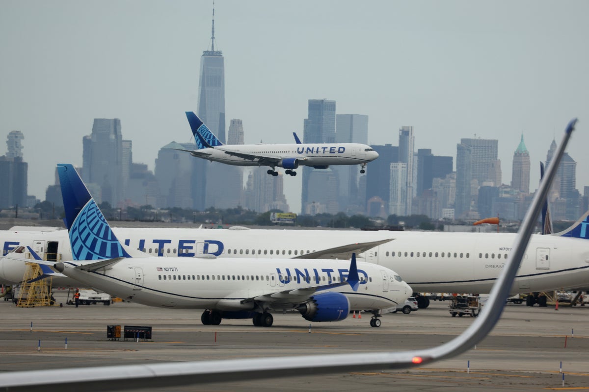 United flight strikes truck and light pole before landing at airport