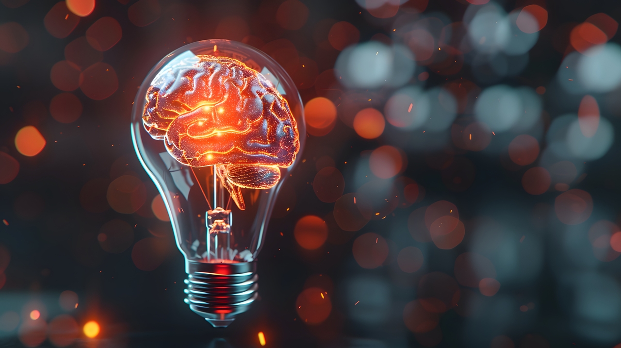 科幻未来主义项目灵感光子大脑灯泡特效背景