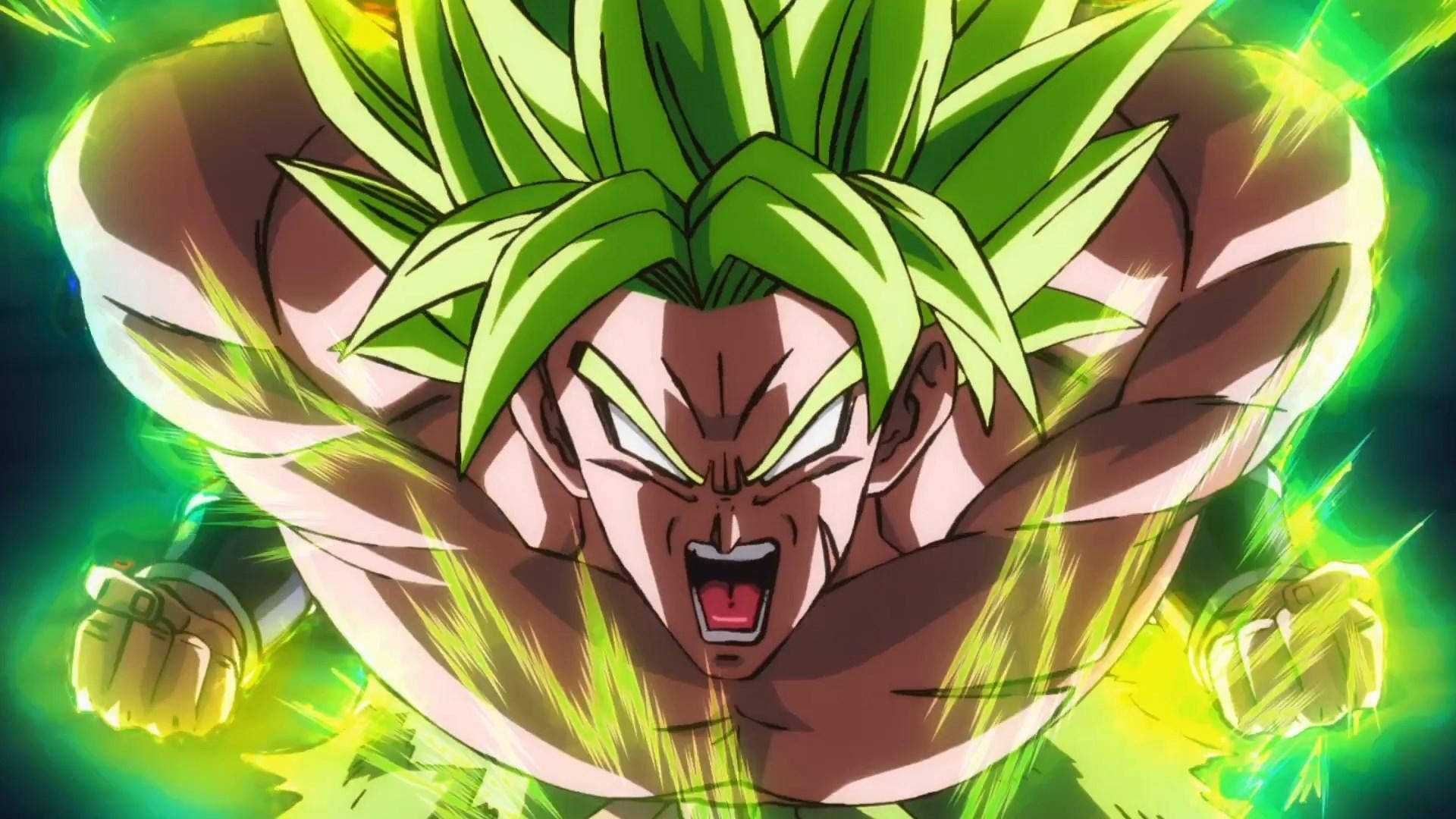 Broly powering up his Super Saiyan form