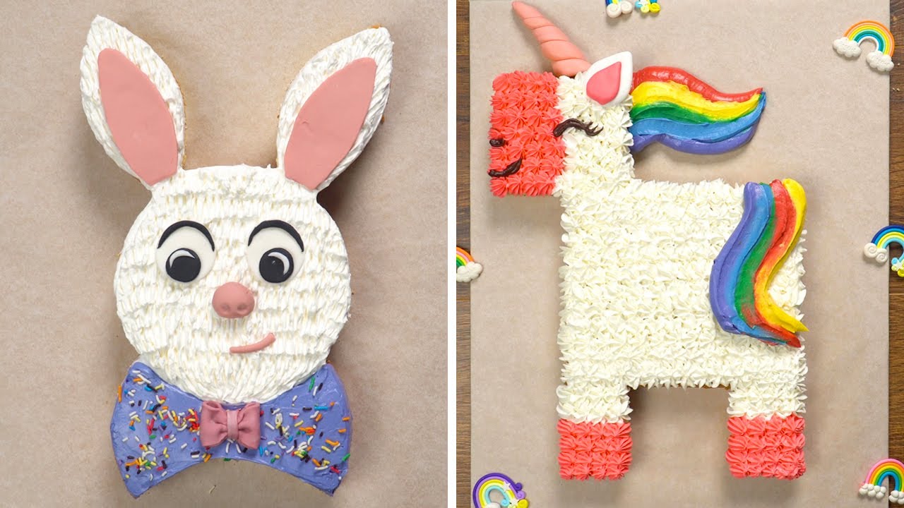 Bunny Cake and Rainbow Unicorn Cake