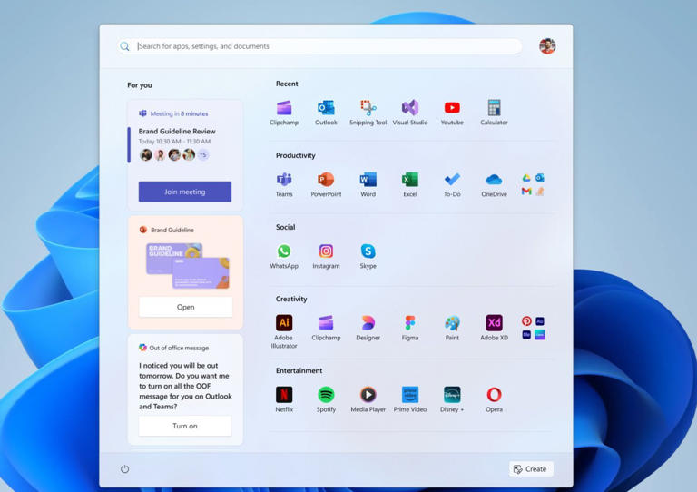 Microsoft revamps the Start menu in Windows 11 — scrollable layout, new ...