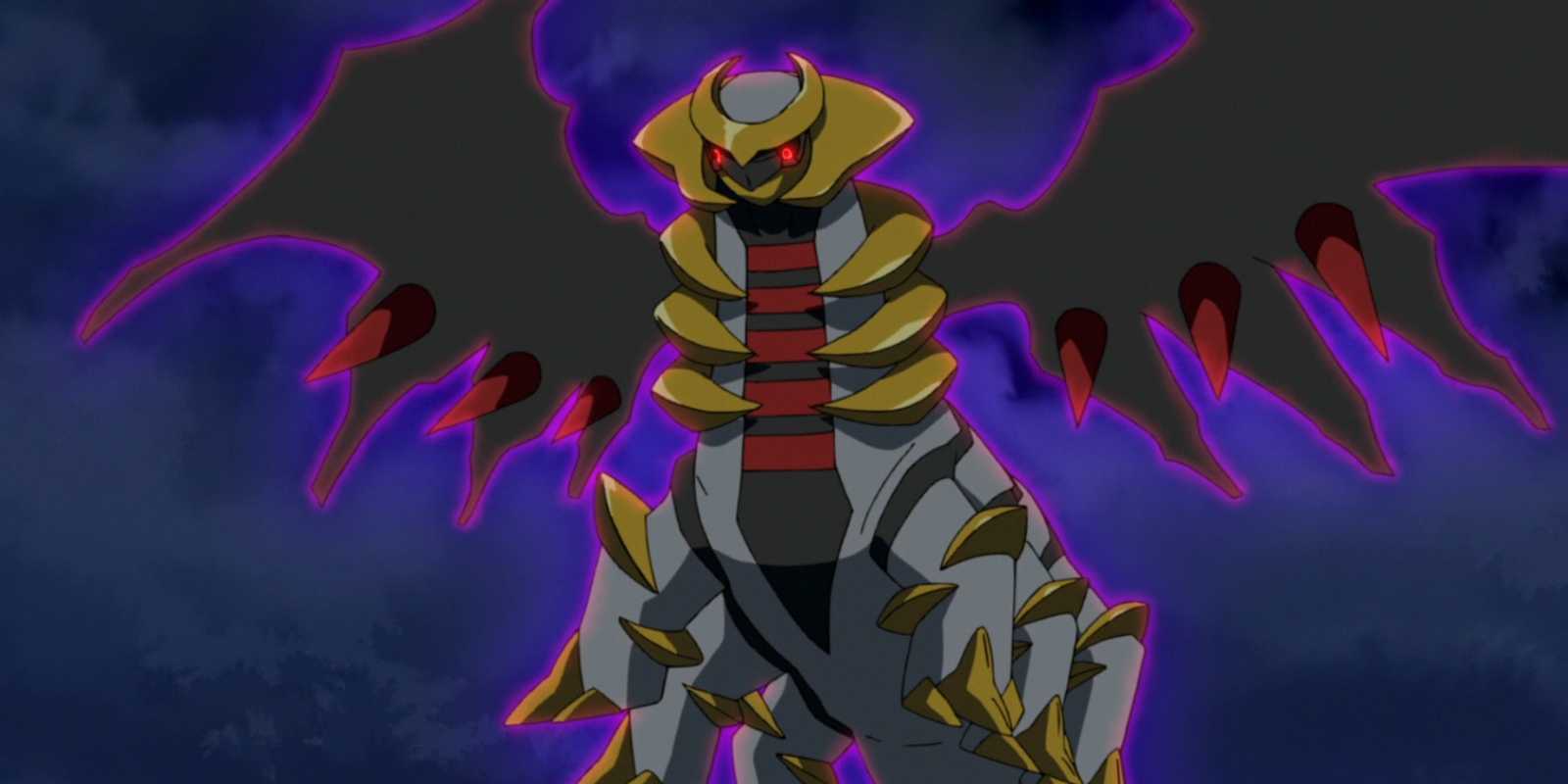 Giratina is floating ominously in the sky in Pokémon the Movie: Hoopa and the Clash of Ages.