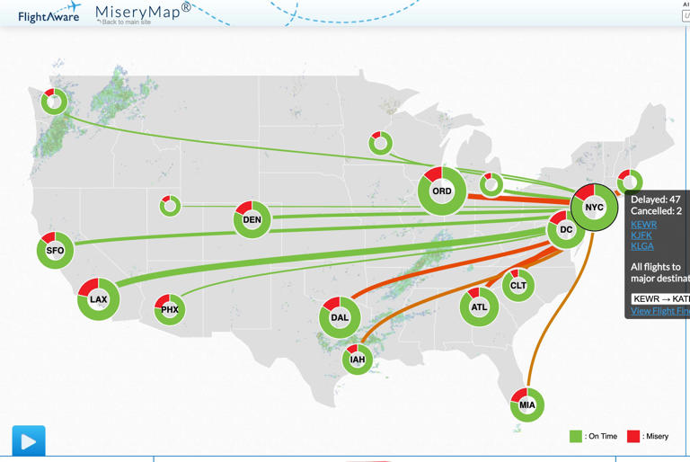 'Misery map' shows which major airports are getting hit the hardest ...