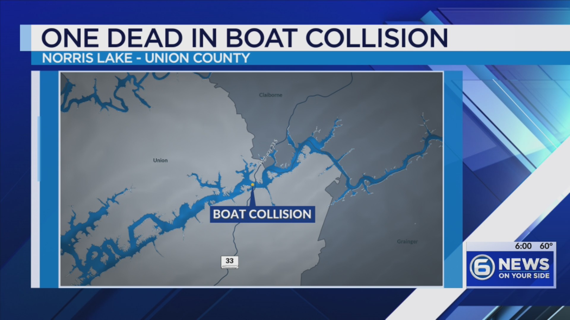 One dead after boating crash on Norris Lake in Union County