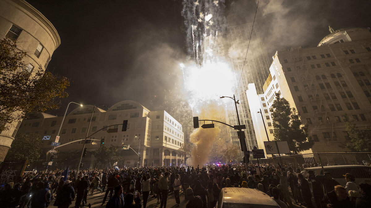 Tear Gas Deployed During Dodgers' Fans Chaotic World Series Celebration