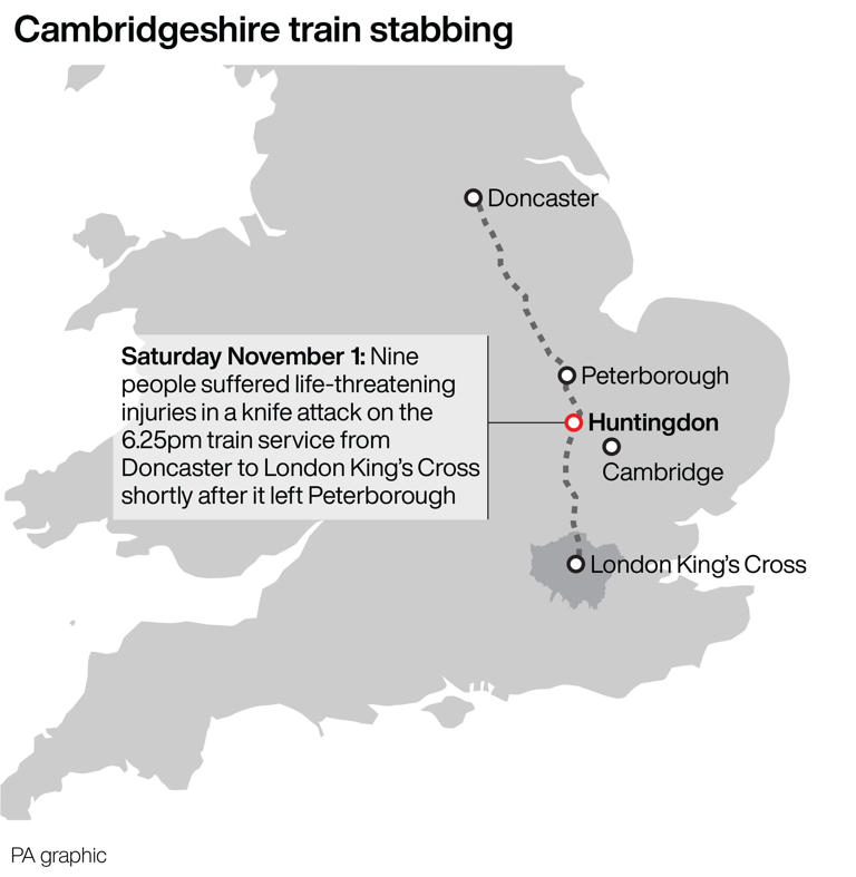 Huntingdon train stabbing latest: Man, 32, now sole suspect