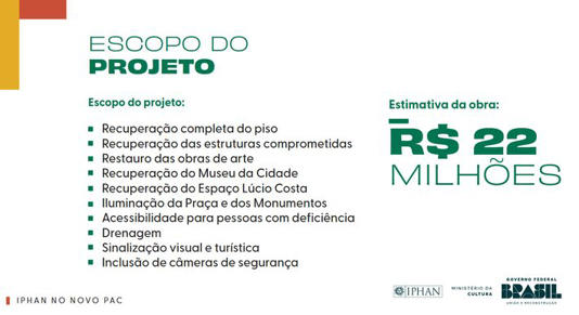 Iphan anunciou, em abril, que custou estimado da reforma seria de R$ 22 milhões; agora, saltou para R$ 34,6 milhões Foto: Reproduçõa/Iphan