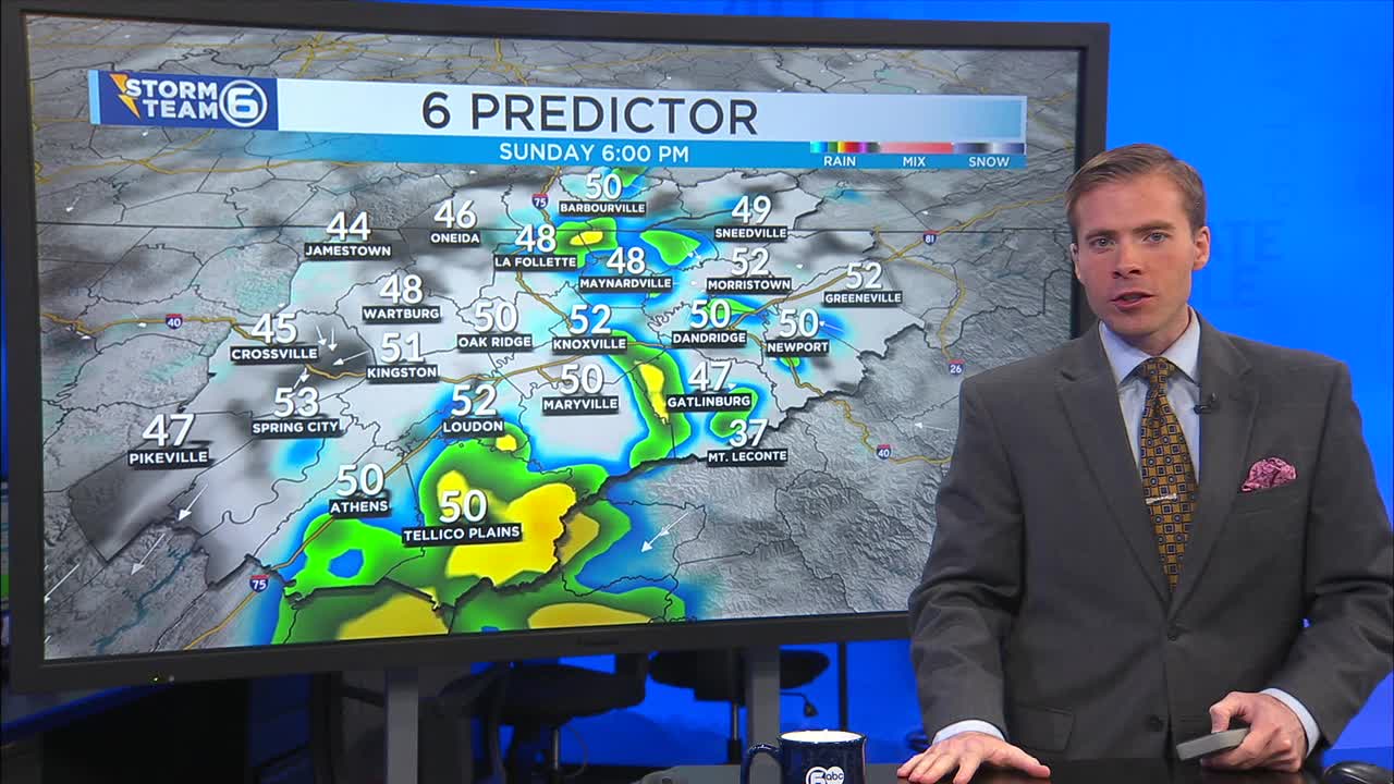 Rain chances end Sunday evening ahead of a mild and dry workweek