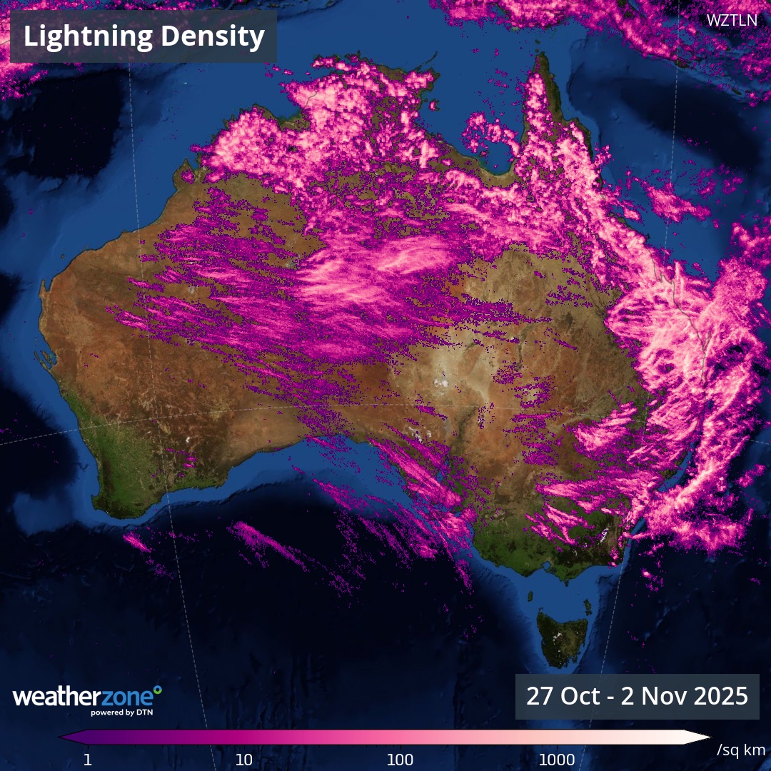 7.7 million lightning pulses over Australia in one week