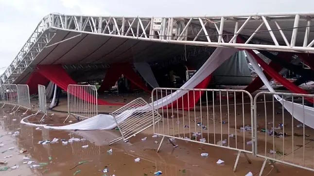 One dead and at least 40 injured after the collapse of a metal ...