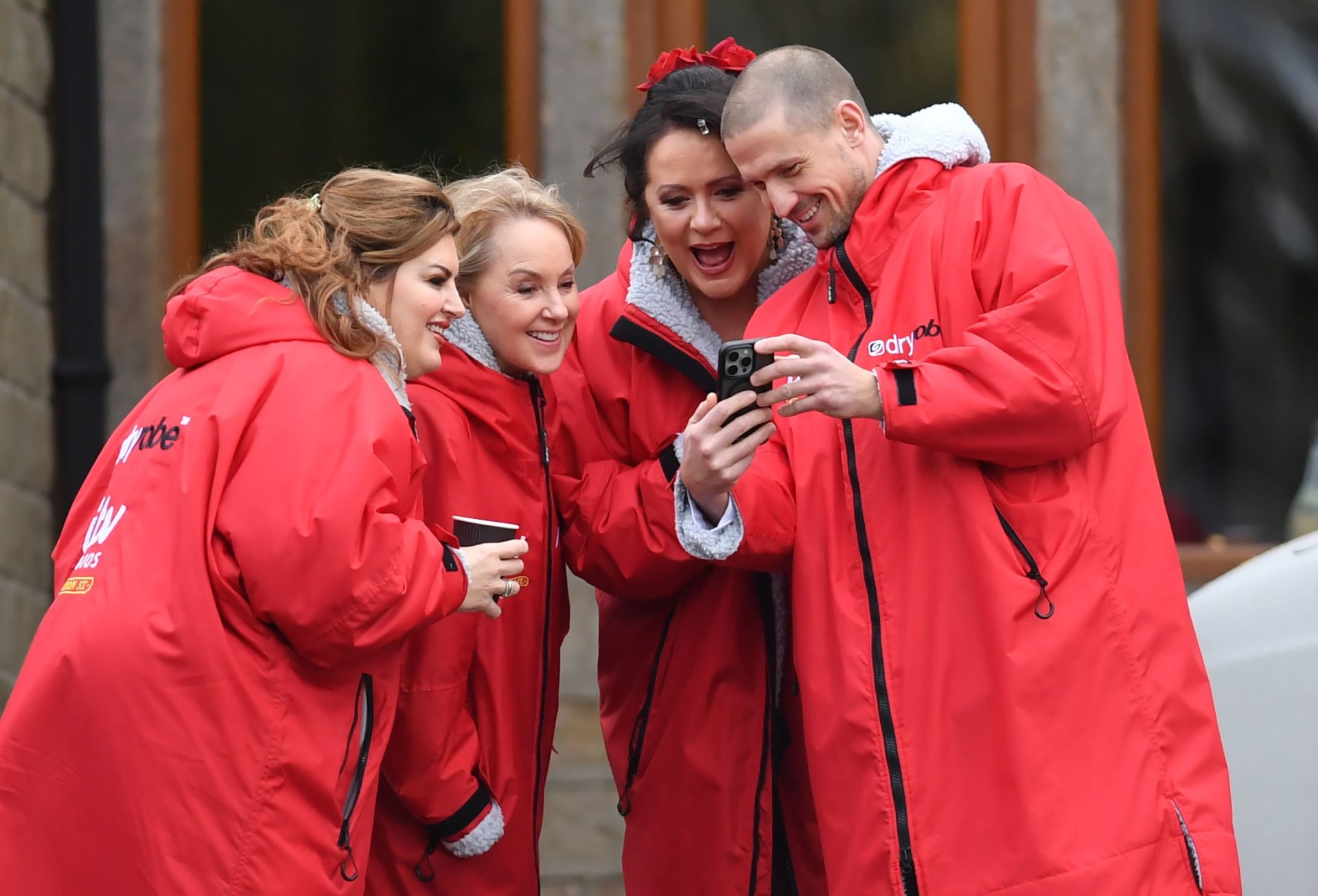 The cast let their hair down between takes (Picture: MCPIX/ZENPIX)