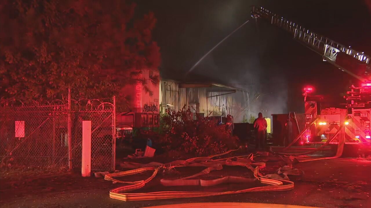 Crews battling large fire at DeKalb County warehouse