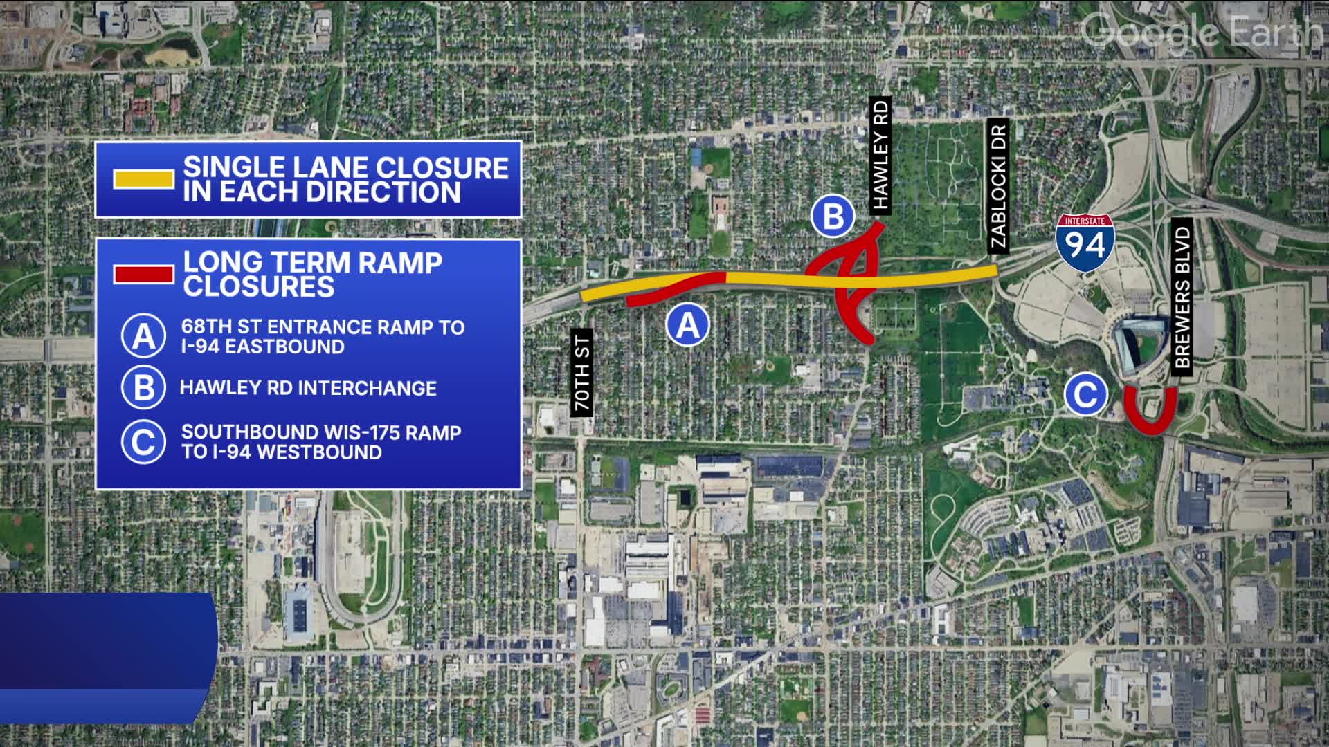 I-94 closures and detours begin Monday in Milwaukee
