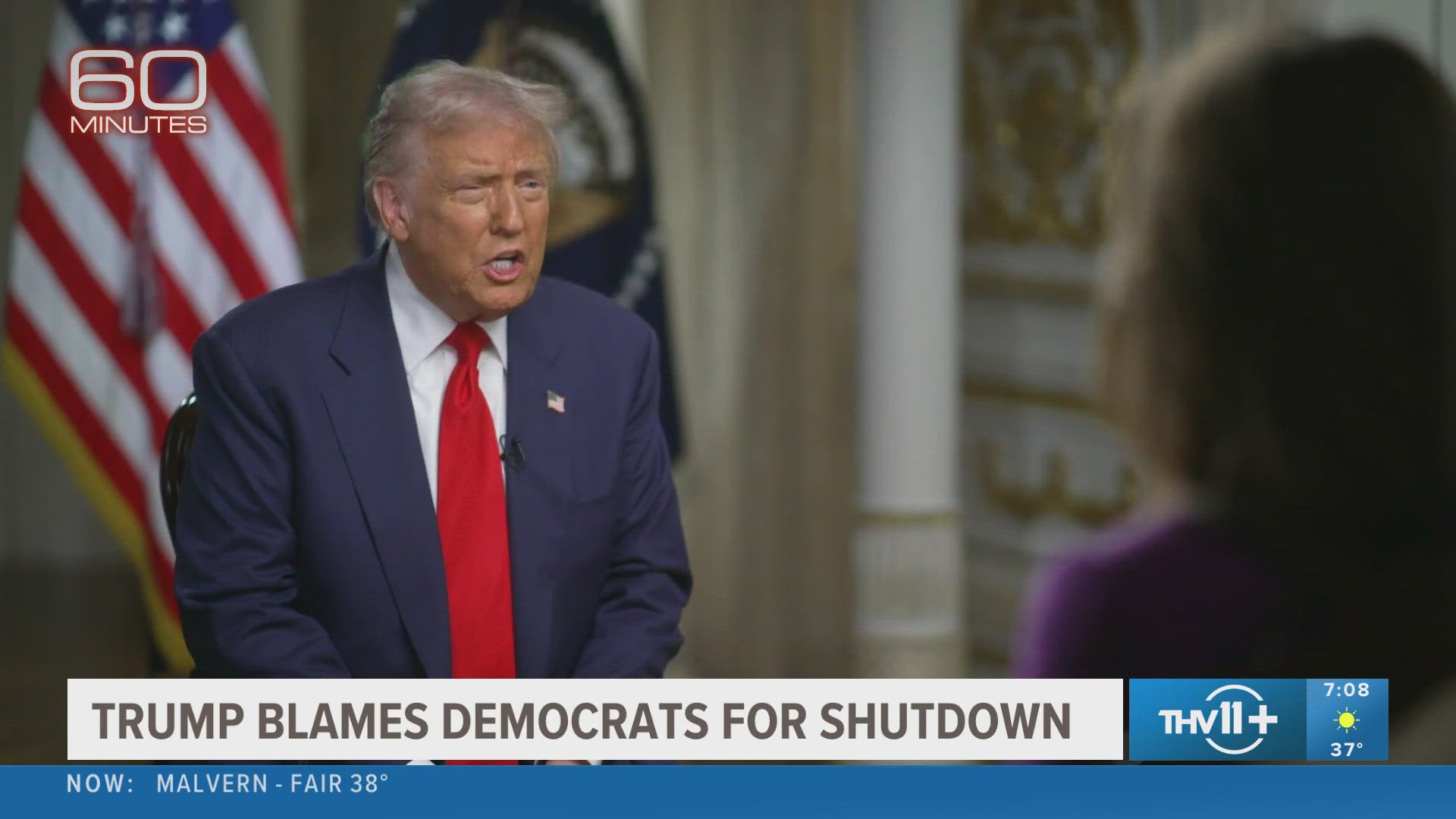 Trump blames Democrats for government shutdown