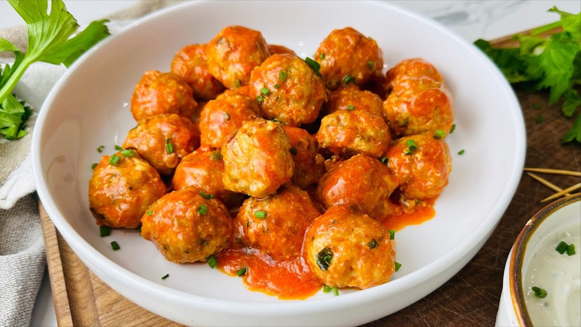 Buffalo Chicken And Gorgonzola Meatballs Are Packed With Tangy Heat