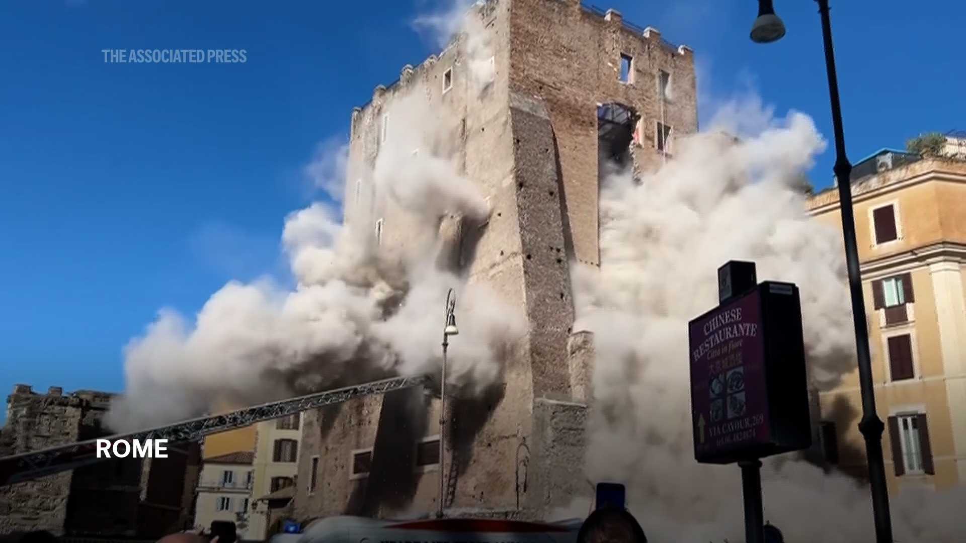 Rescue efforts intensify as medieval tower partially collapses during ...