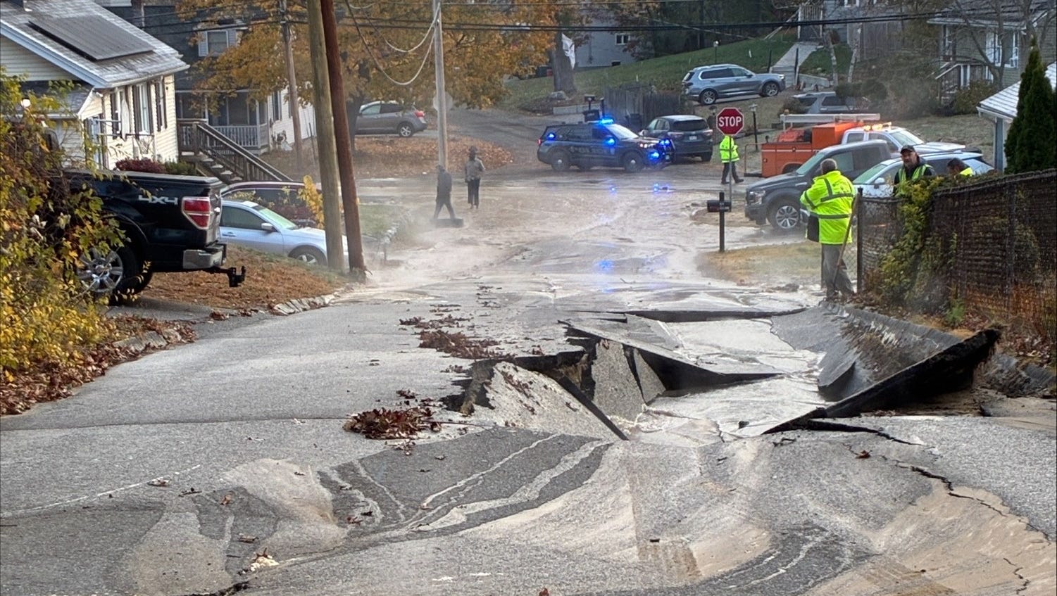 Road buckles, home flooded by water main break