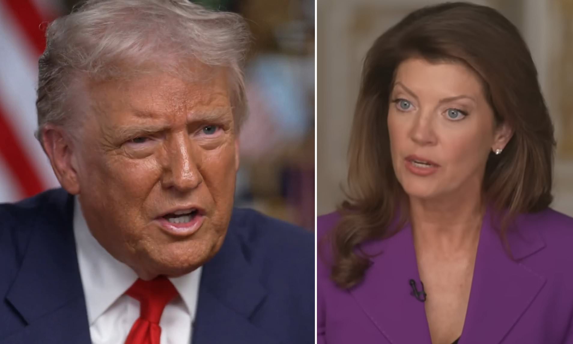 Trump threatens to walk out on Norah O'Donnell as 60 Minutes EDITS OUT ...