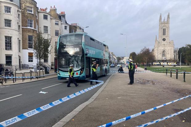 Pedestrian taken to hospital with serious injuries after being hit by bus