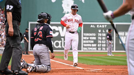 Sep 1, 2025; Boston, Massachusetts, USA; Boston Red Sox third baseman Alex Bregman (2) scores on an RBI by second baseman Romy Gonzalez (23) (not pictured) during the first inning against the Cleveland Guardians at Fenway Park. Mandatory Credit: Eric Canha-Imagn Images | Eric Canha-Imagn Images