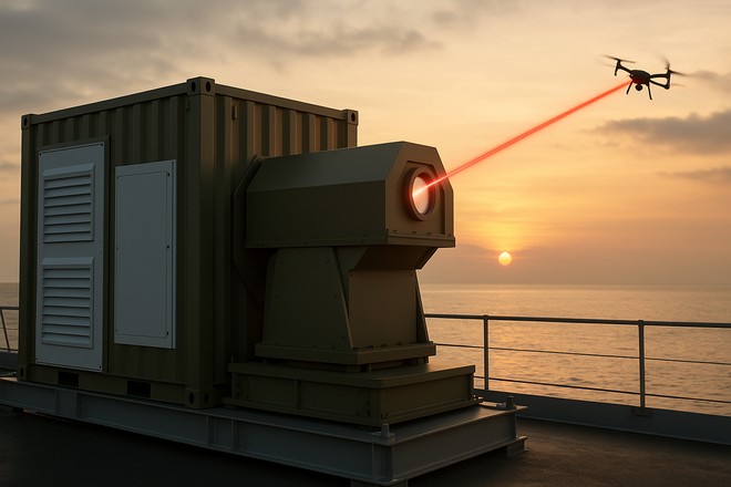 Laser da 20 kW in Germania: la nave arma che brucia i droni è realtà