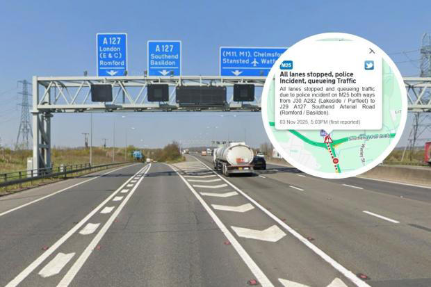 Major delays on A127 after traffic halted following 'police incident ...
