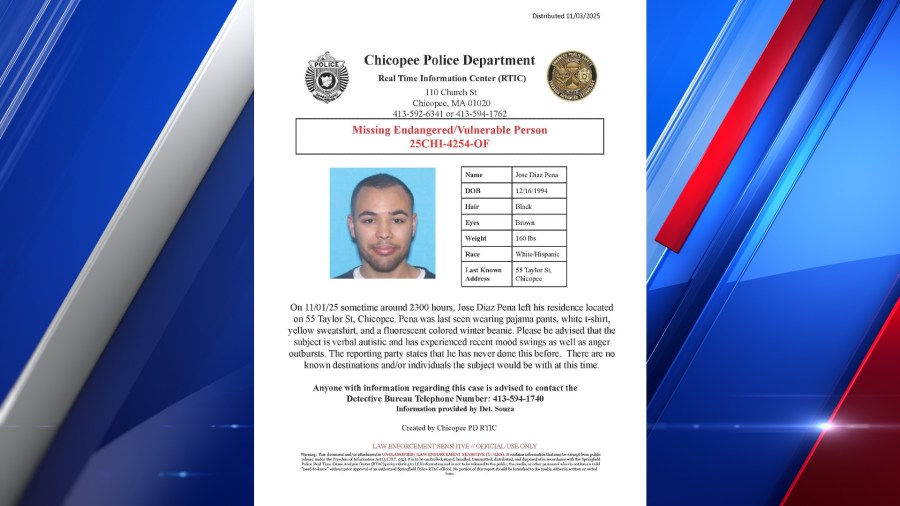 Chicopee police seek help finding missing man with verbal autism