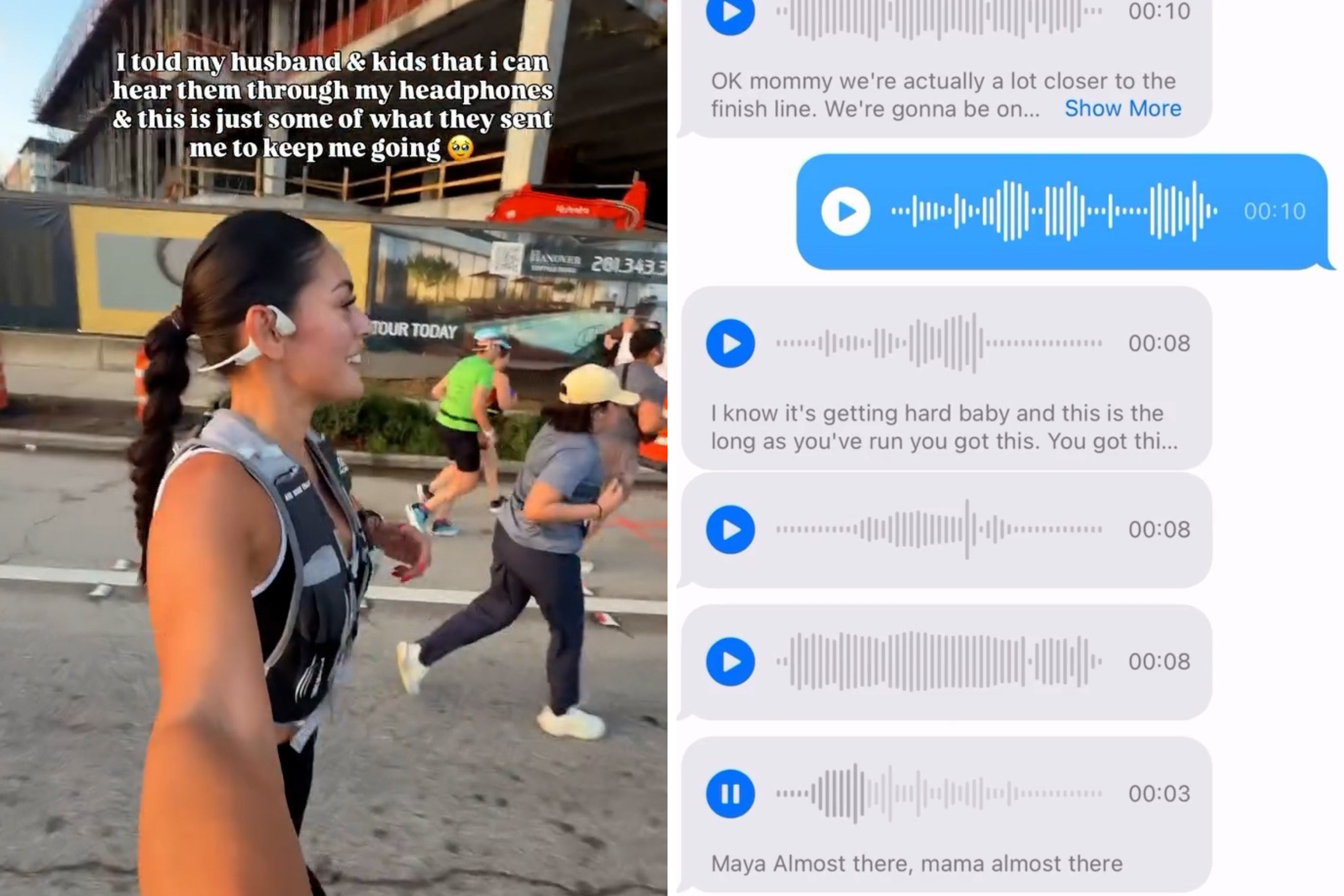 Mom runs half marathon—tears over surprise voice notes she hears throughout