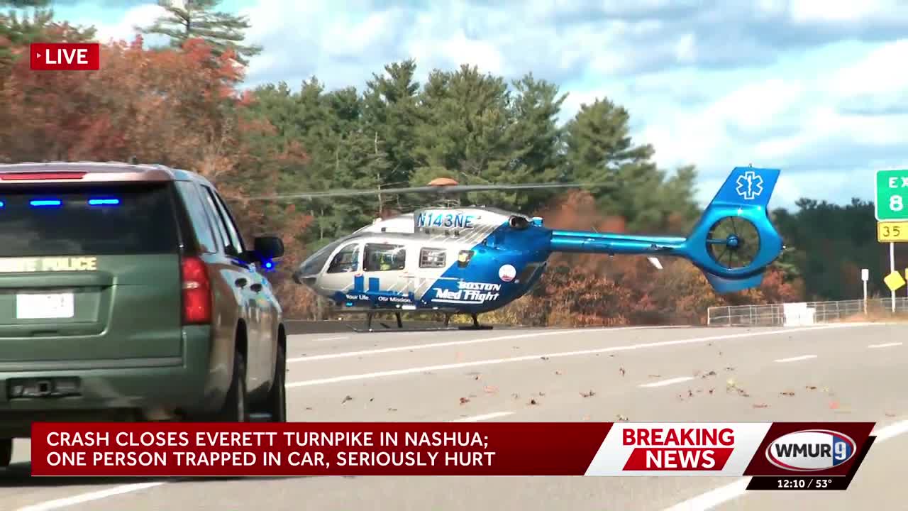 Medical helicopter lands on Everett Turnpike after serious crash(02)