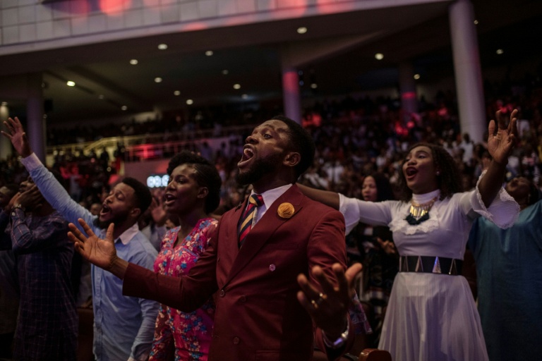 Des fidèles dans une église évangélique de Lagos au Nigeria le 17 février 2019