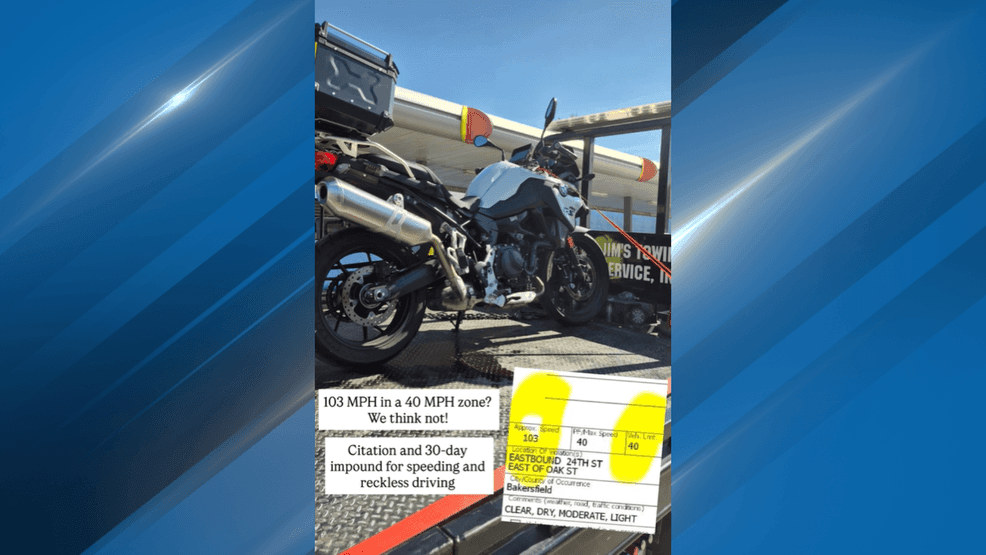 BPD: Motorcyclist caught speeding at 103 mph in 40 mph zone on 24th Street
