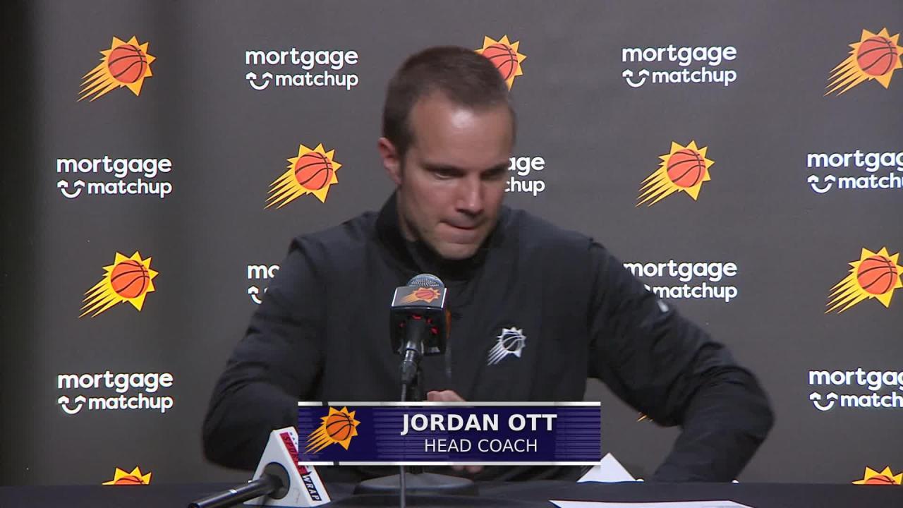 GSW 118, PHX 107: Suns coach Jordan Ott Postgame Media Availability