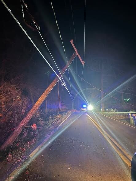 Crash involving utility pole closes road in Ledyard