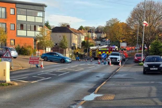 Motorcyclist taken to hospital after crash on busy road