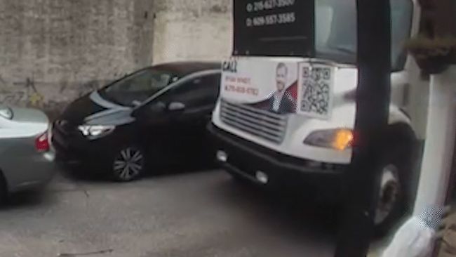 Truck Smashes Parked Cars Before Fleeing Scene in Philadelphia