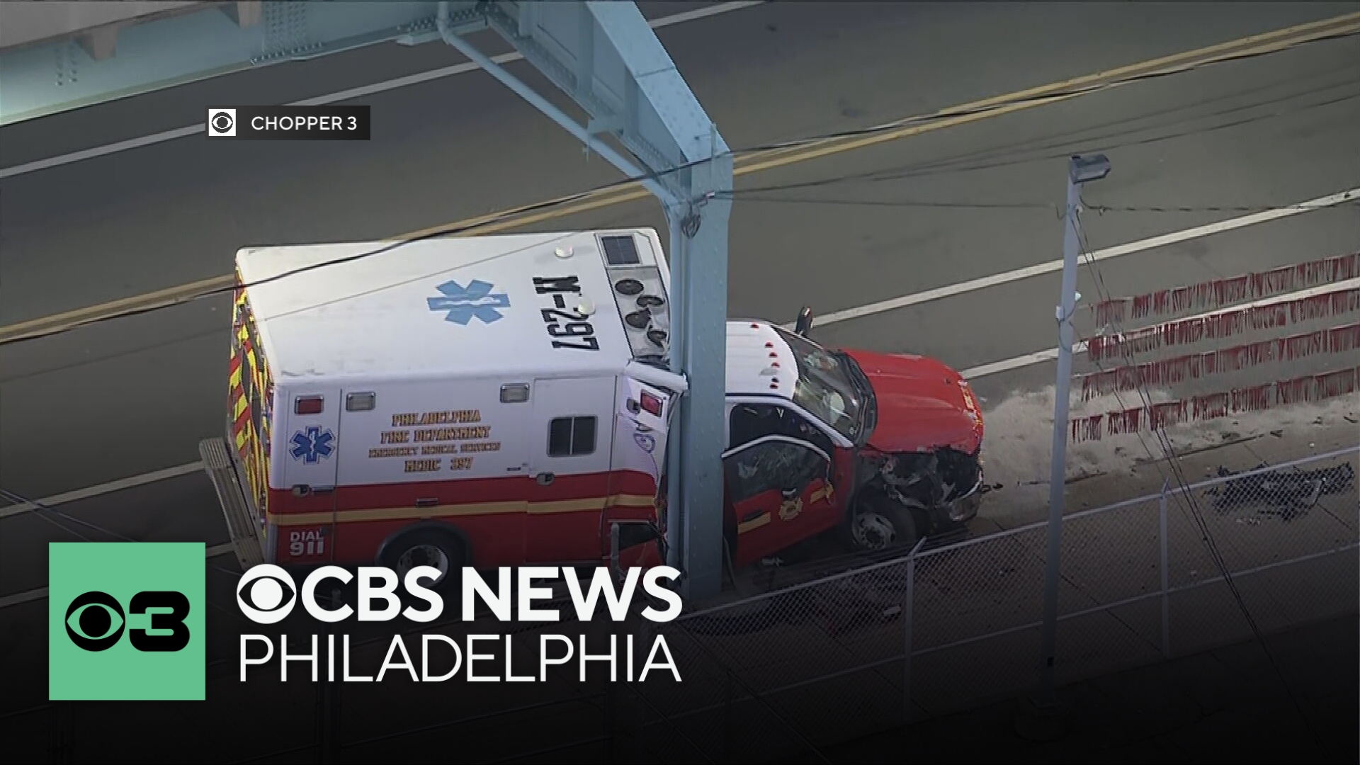 Ambulance strikes support column for Market-Frankford Line in Philadelphia