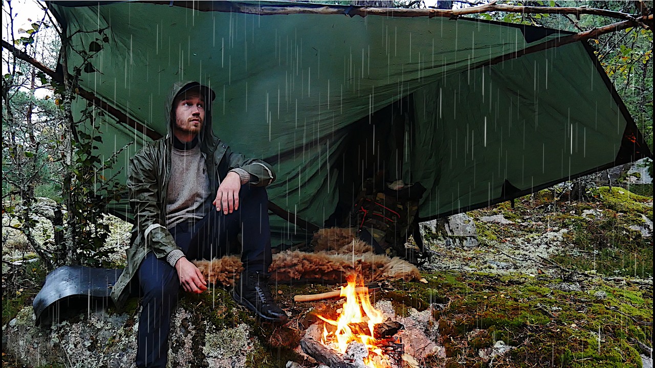Finding peace while camping in a rainy forest