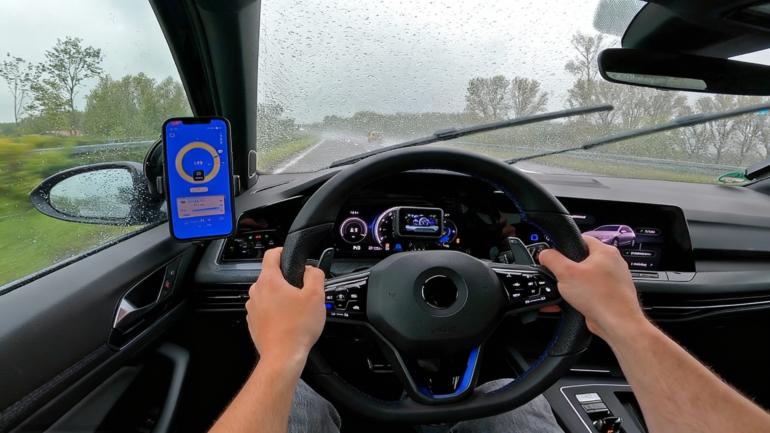 How Good Is the MK8 Golf R in Rain at High Speed?