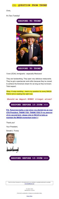 Trump campaign Archive of Political Emails