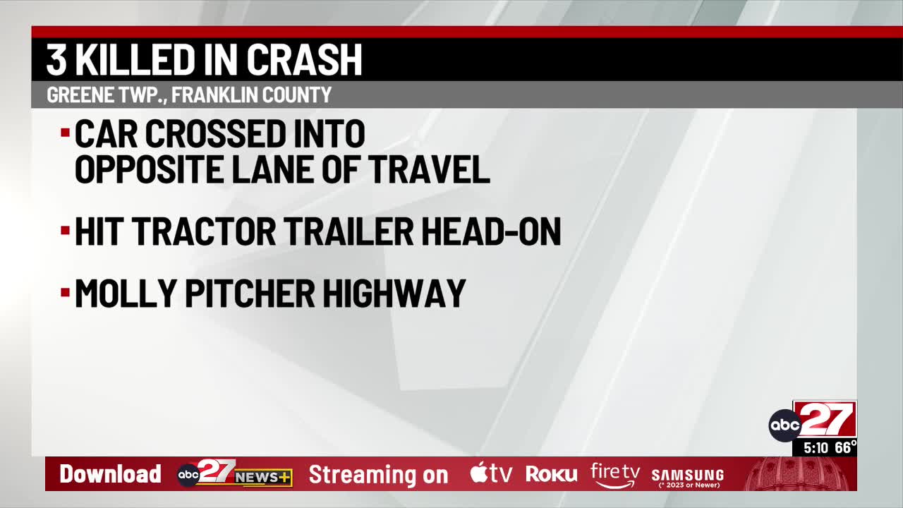 Three dead after Franklin County multi-vehicle crash