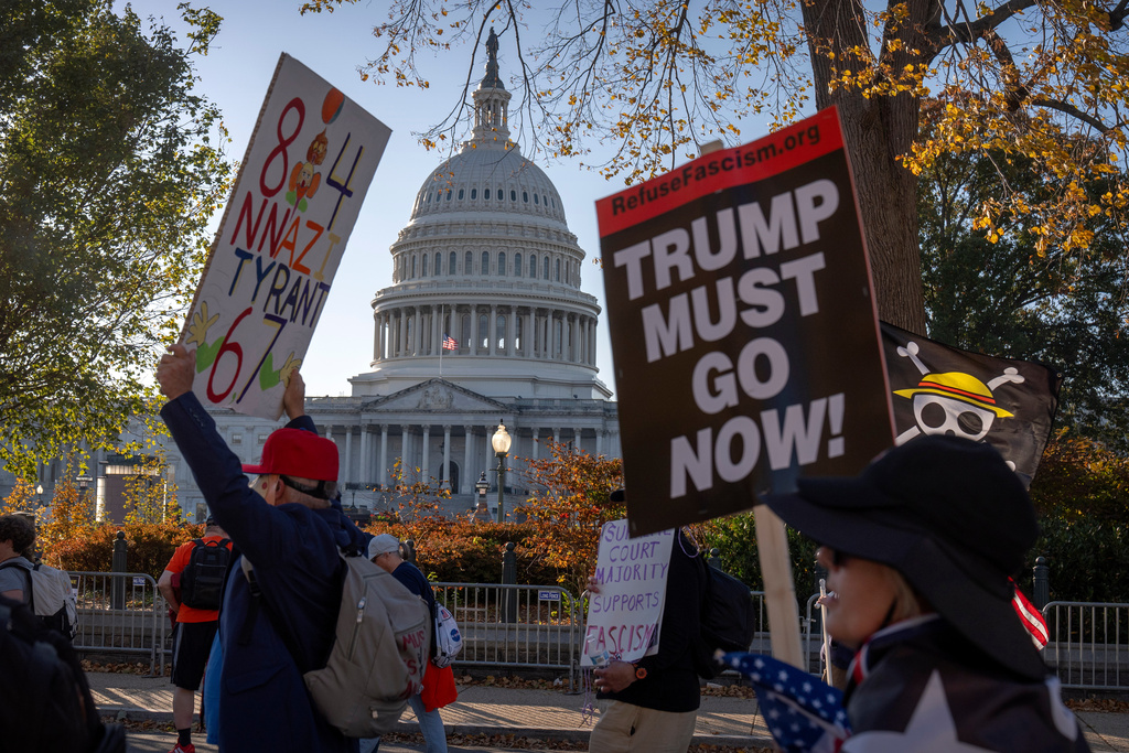 Democratic electoral wins re-energize protesters at an anti-Trump rally ...