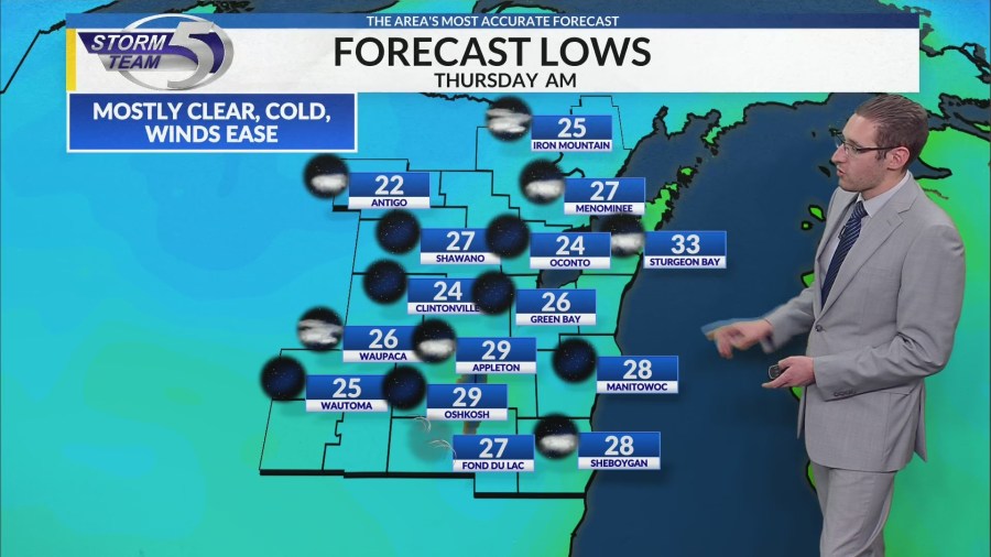 Clear and cold tonight, more seasonal tomorrow
