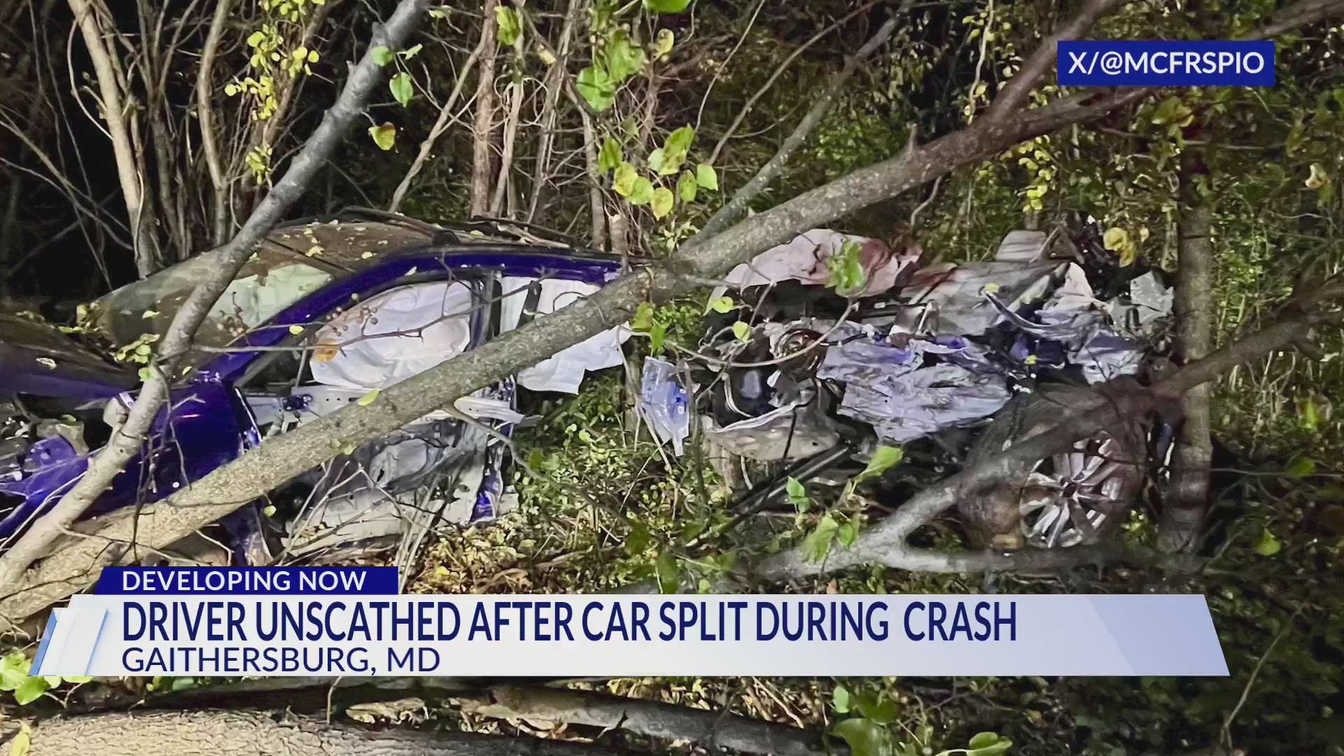 Driver walks away unscathed after car split during crash off I-270 in ...